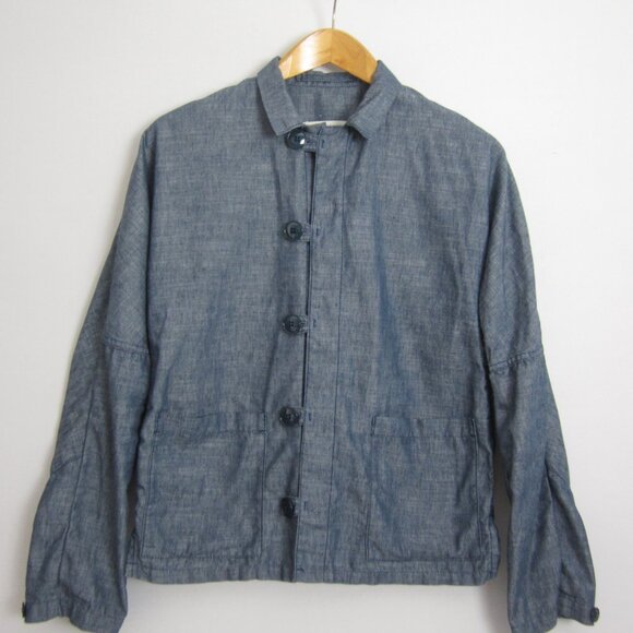 Vtg Zucca Travail Womens Small Blue LS Linen Cotton Blend Jacket Made in France - Picture 13 of 15